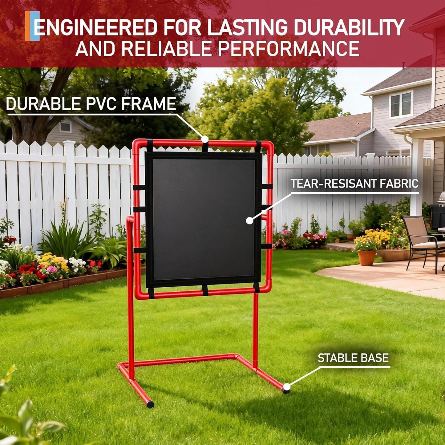 Garvee Baseball Strike Zone, Pitching Training, Easy to Set Up and Assemble, 27 x 26 x 49", Red