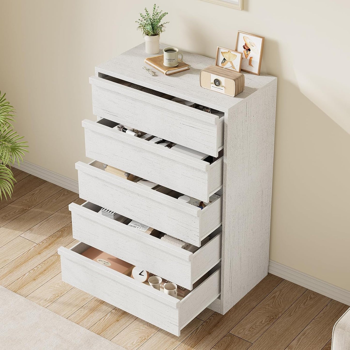 Garvee Vertical Chest of Drawers with 5 Drawers, 29.5 x 15.9 x 43.3"