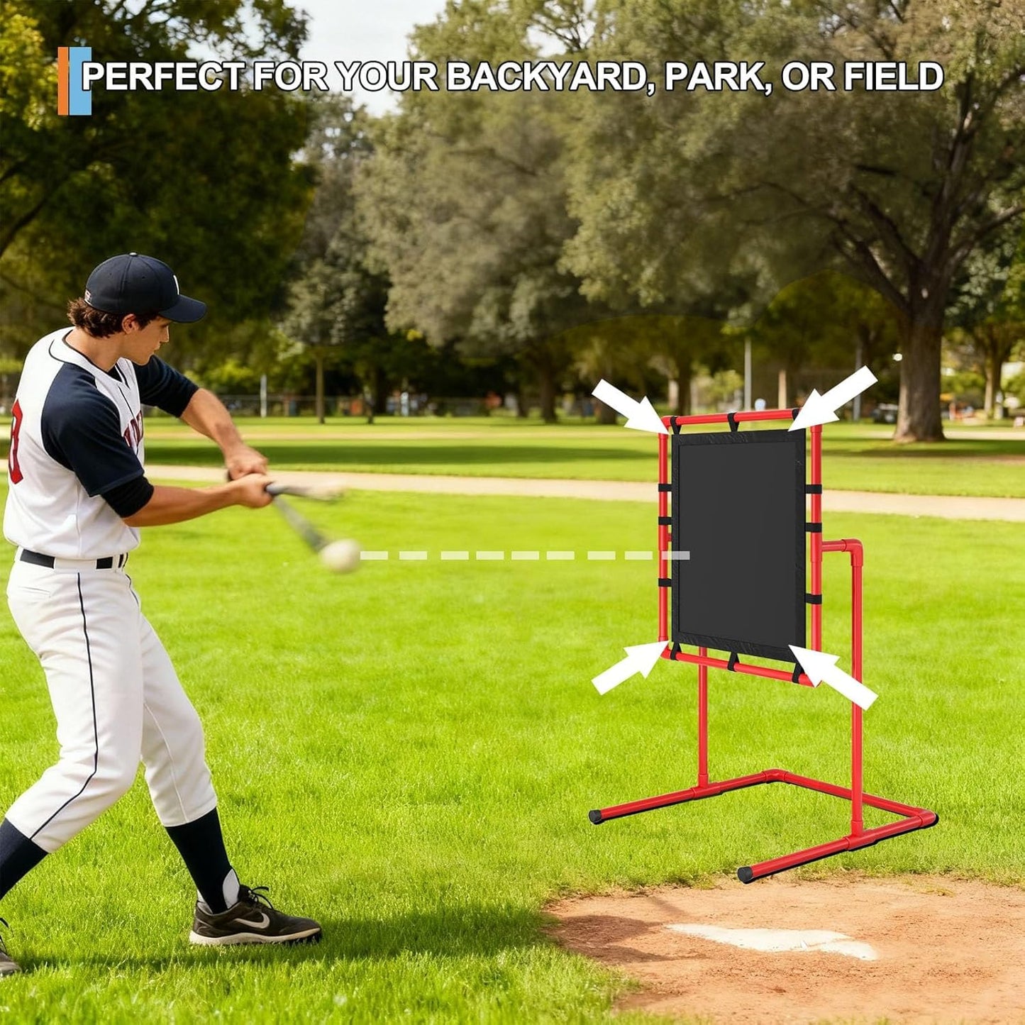 Garvee Baseball Strike Zone, Pitching Training, Easy to Set Up and Assemble, 27 x 26 x 49", Red