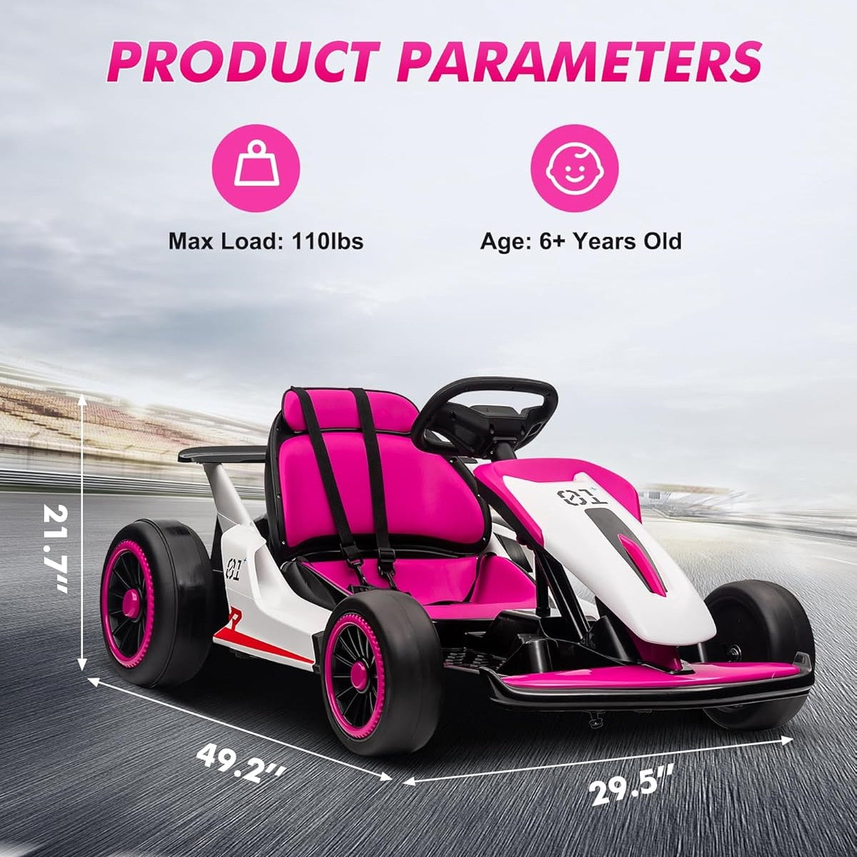Garvee Kids Electric Drift Go-Kart, 24V 7AH Battery, 2*150W Motors, Outdoor Ride On Toy