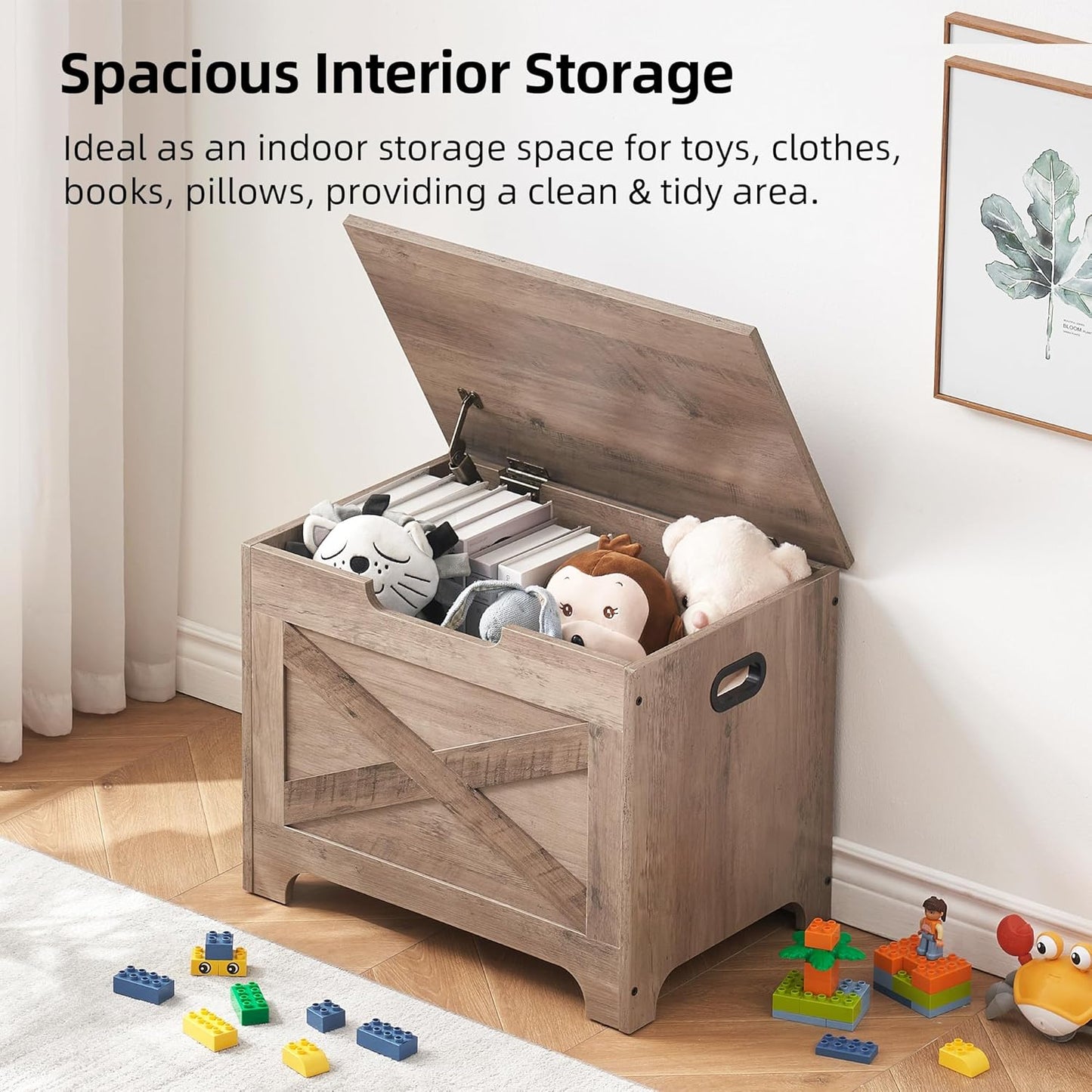 Garvee Lift Top Storage Chest, with Safety Hinge, Retro Color