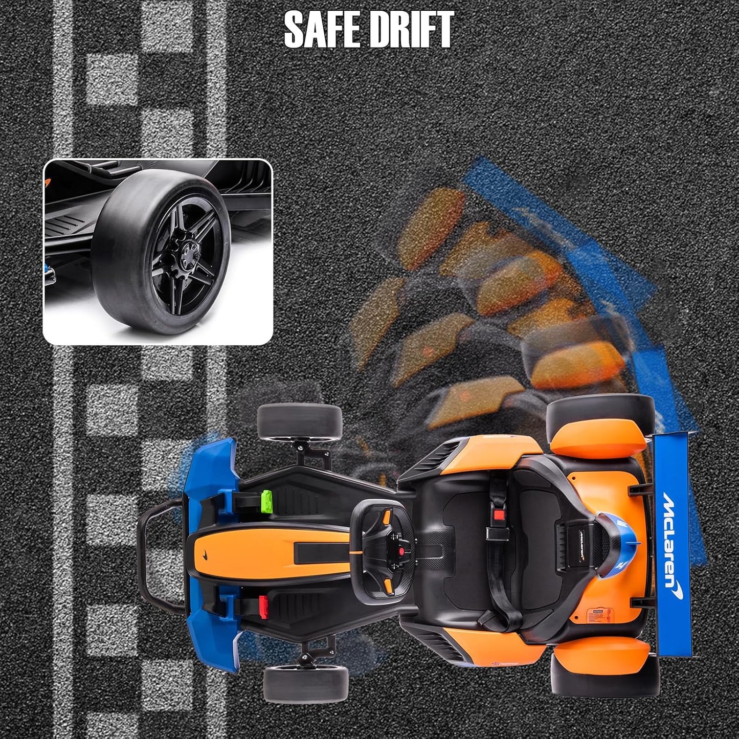 Garvee Kids Go Kart BDM0930, Hetoy Licensed McLaren, 10 Ah Battery, for Age 6+, Orange