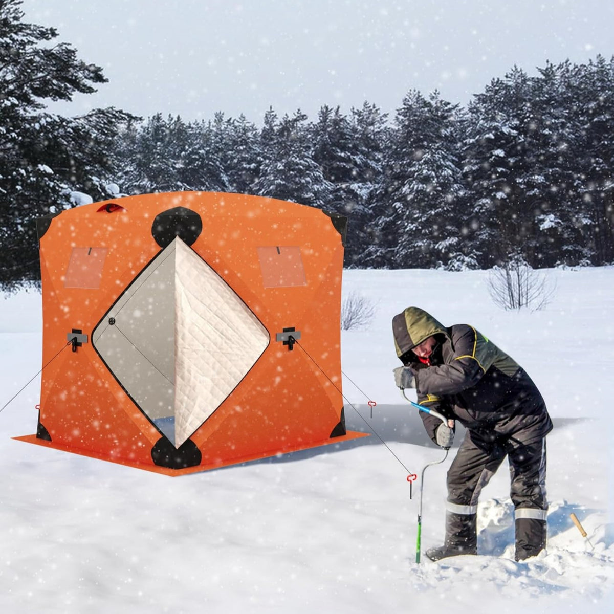 Garvee Ice Fishing Insulated Tent, 6-7 Person Shelter, 70.8 x 70.8 x 78.7"