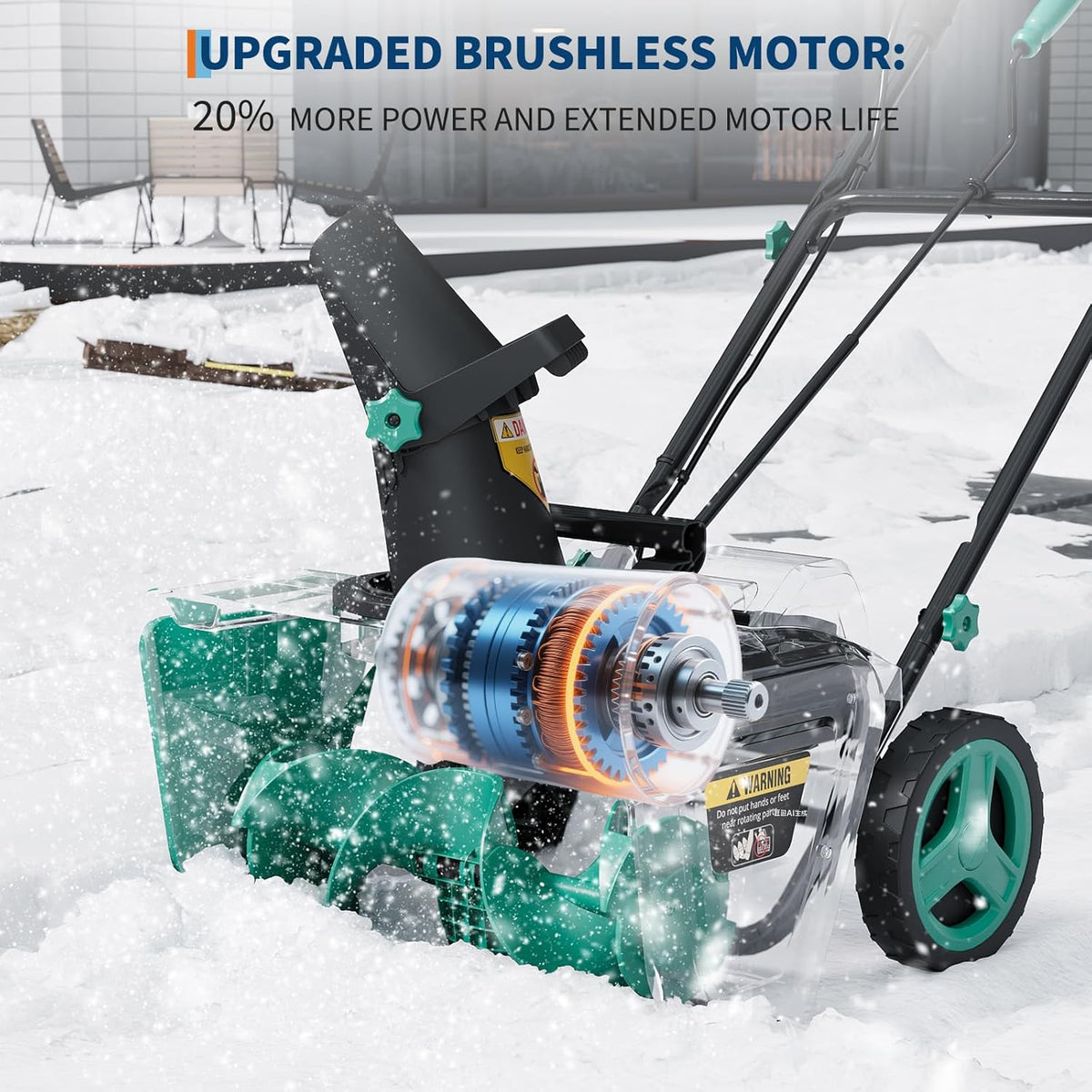 Riedhoff Electric Snow Blower, 20" Clearing Path, 40V 4 Ah Battery, 25 ft Throwing Distance