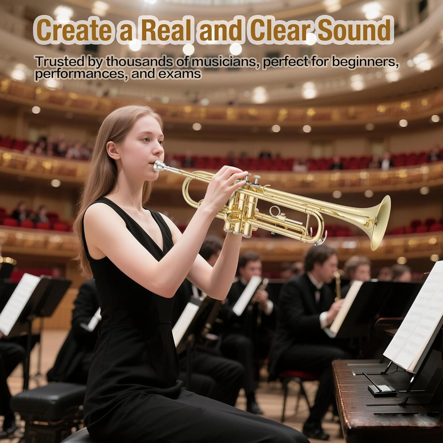 Garvee Bb Trumpet Lacquer Brass Complete Set for Beginners