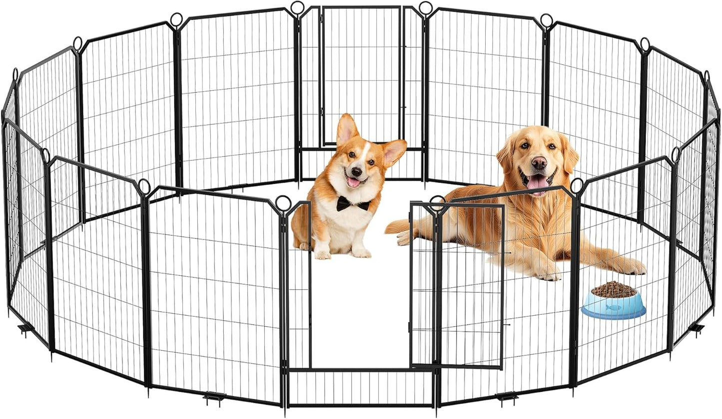 Garvee Metal Dog Playpen, Gate Included, Black