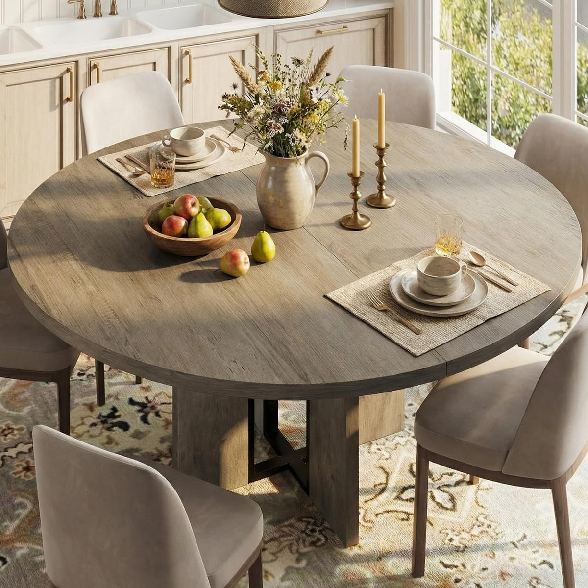 Riedhoff 47" to 63" Farmhouse Extendable Dining Table for 4-8