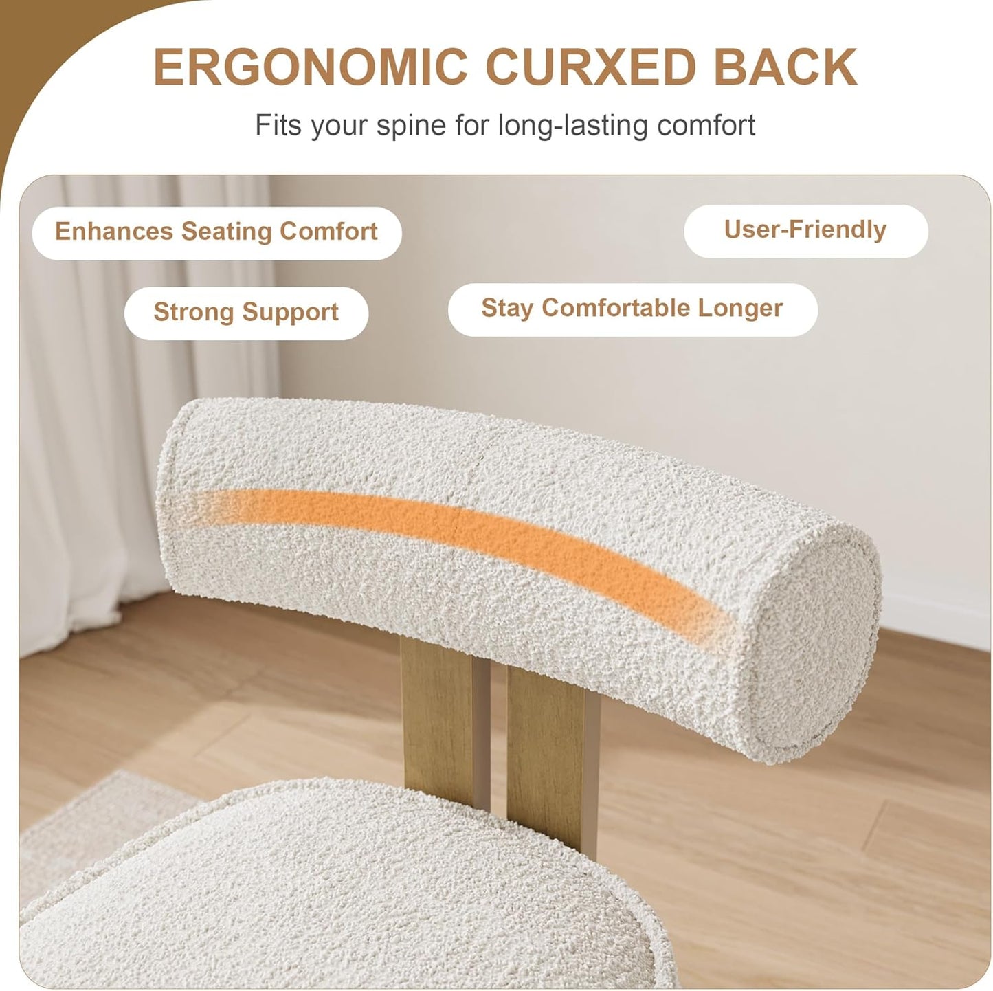 Garvee Upholstered Dining Chair 19.3 x 18.7 x 28.7", Ergonomic Curved Back Support