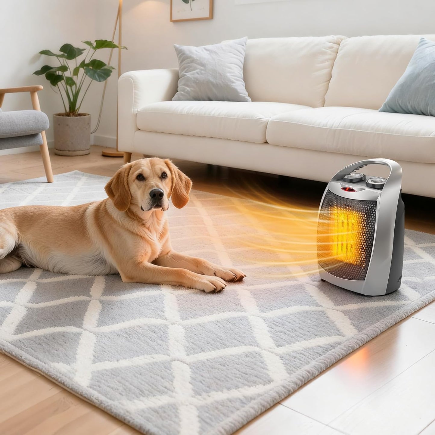 Riedhoff Electric Space Heater 1500W/750W, 2-in-1 Fast Heating Ceramic Desk Heater & Fan