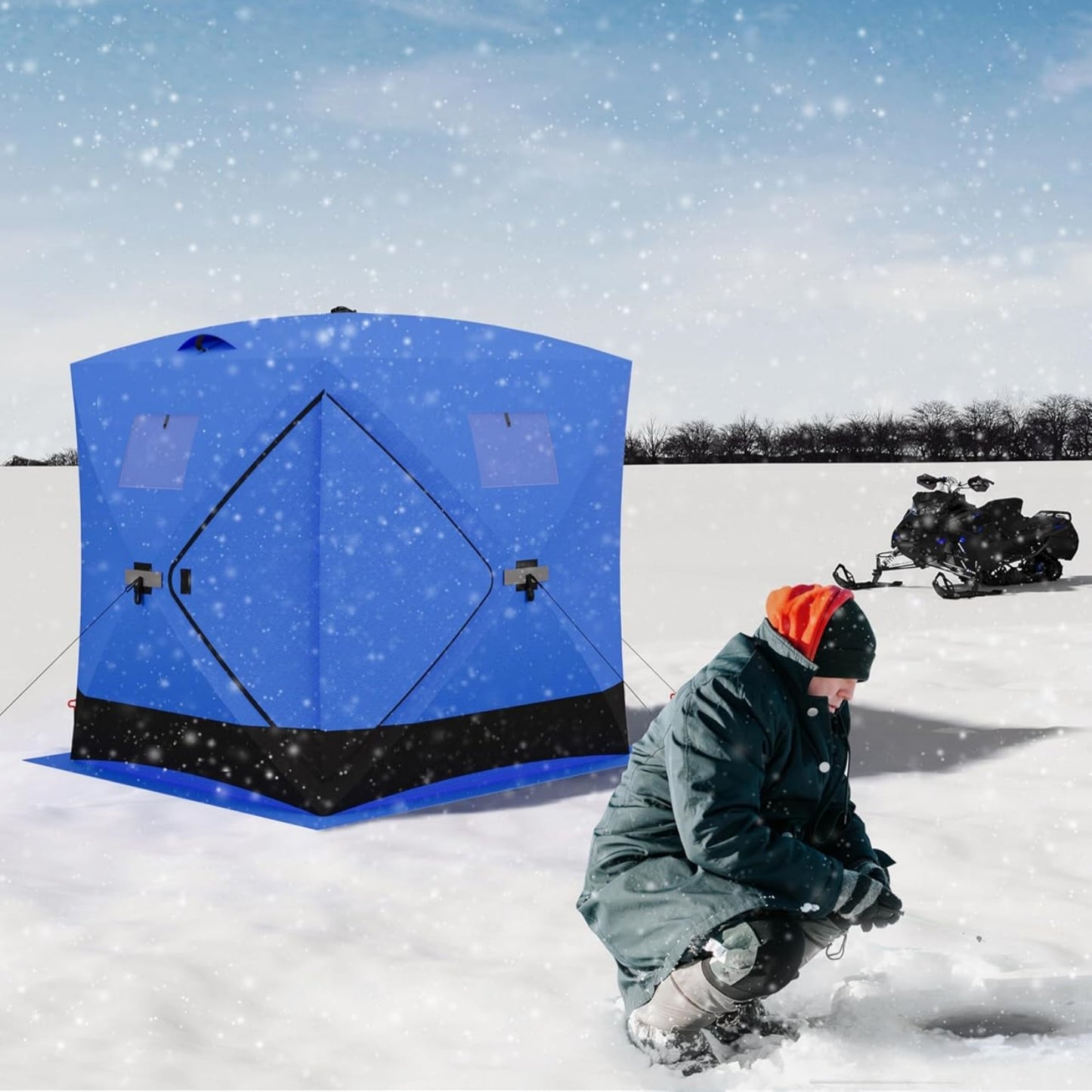 Garvee Ice Fishing Insulated Tent, 6-7 Person Shelter, 70.8 x 70.8 x 78.7"