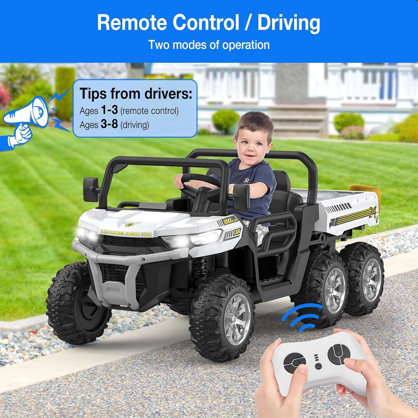 Garvee 24V Ride On Dump Truck for Kids, 4 x 75W Motors