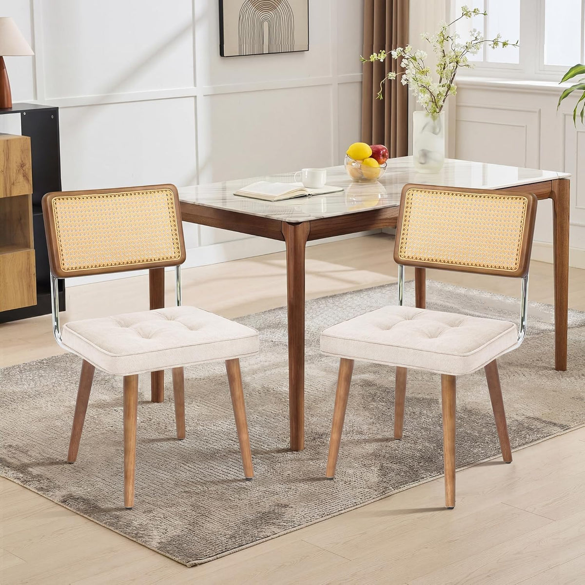 Riedhoff Rattan Dining Chairs, 22.4 x 18.5 x 31.7", Set of 2