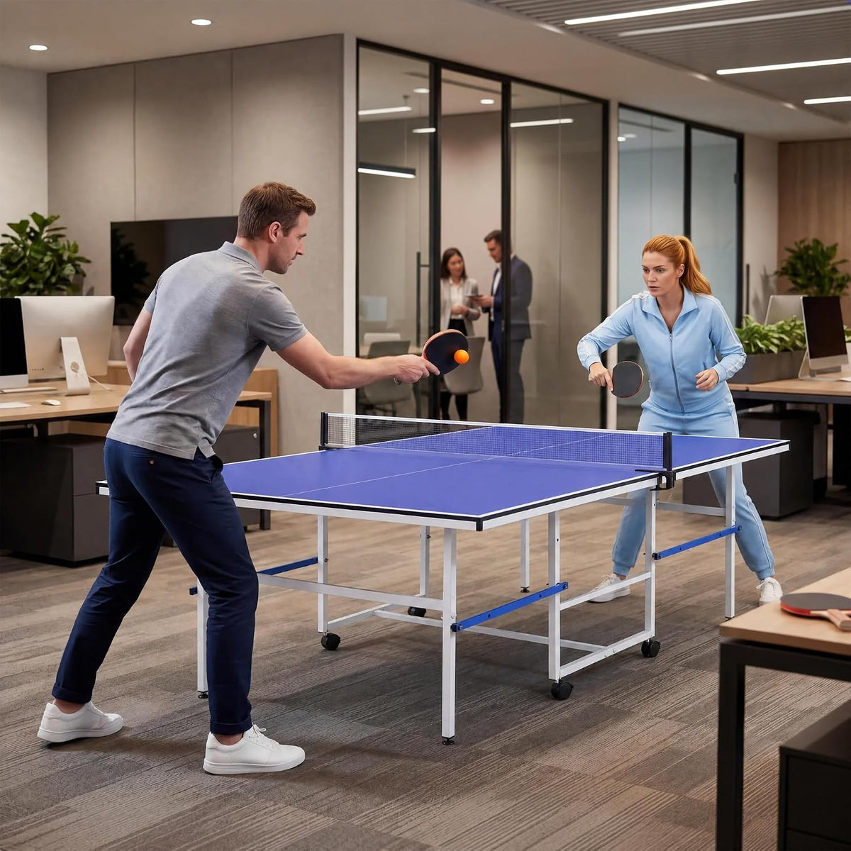 Riedhoff Portable Table Tennis Table with 2 Paddles & 3 Balls