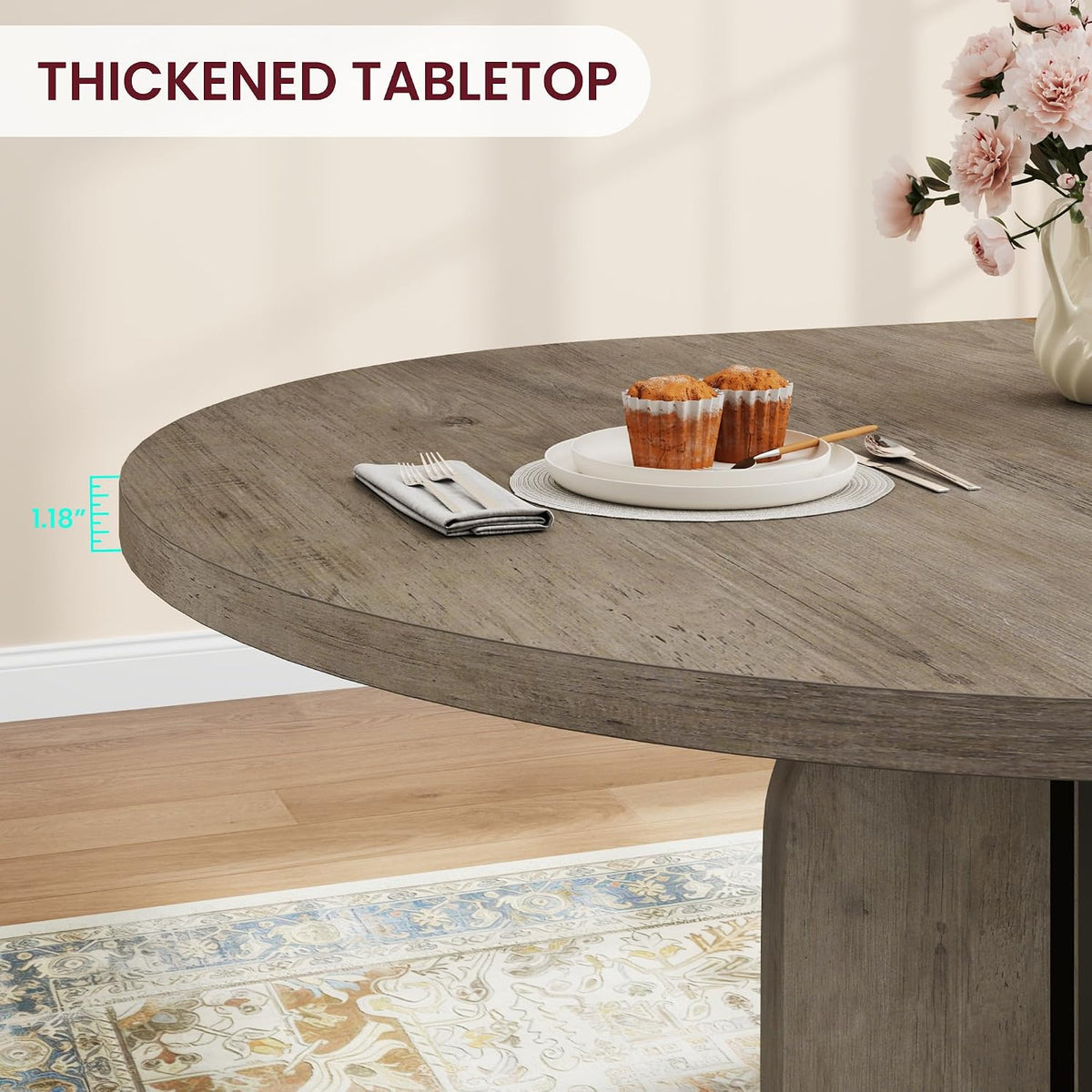 Riedhoff 47" to 63" Farmhouse Extendable Dining Table for 4-8