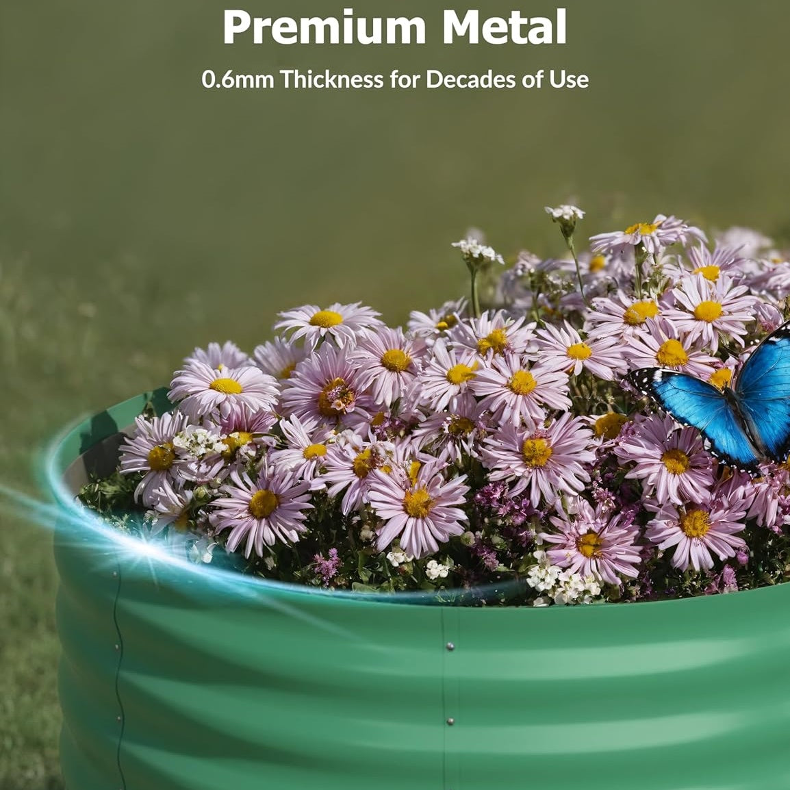 Goldensoil 2 Pack Raised Garden Bed Outdoor, 4x2x2 ft Large Metal Planter Box for Flower,Green