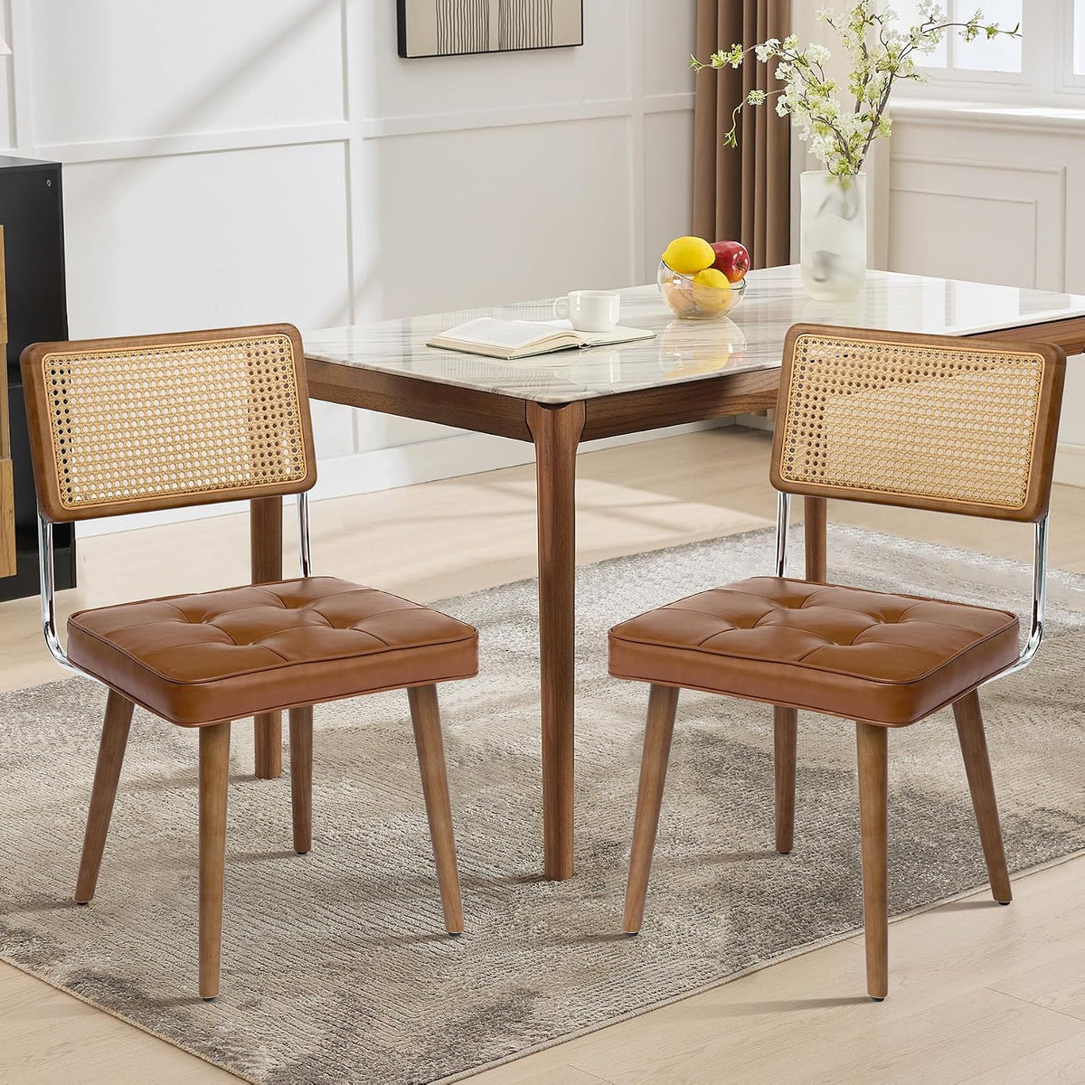Riedhoff Rattan Dining Chairs, 22.4 x 18.5 x 31.7", Set of 2