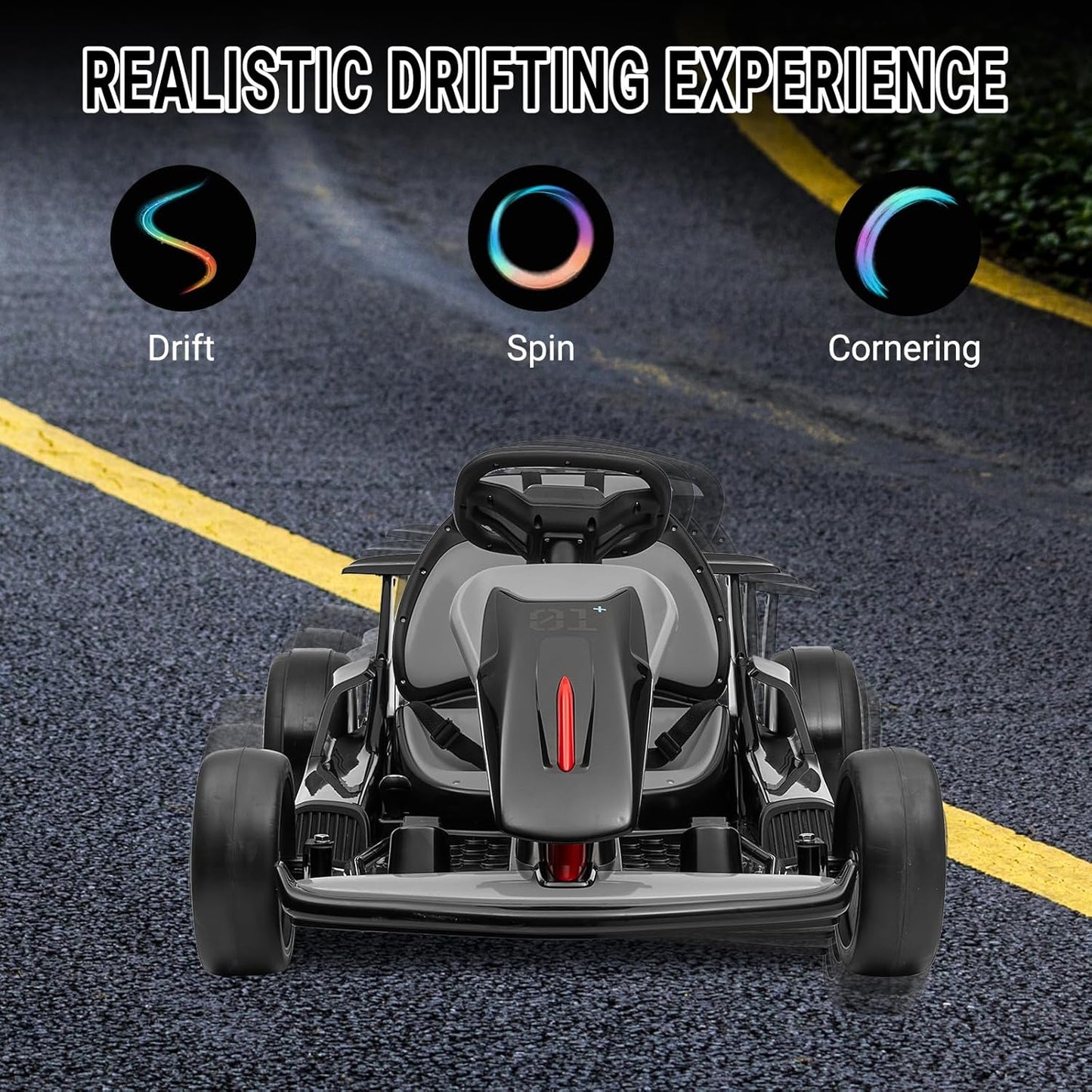 Garvee Kids Electric Drift Go-Kart, 24V 7AH Battery, 2*150W Motors, Outdoor Ride On Toy