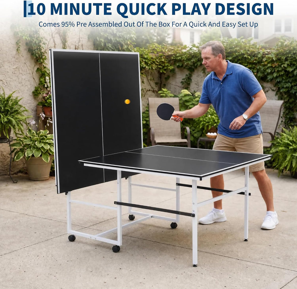 Riedhoff Portable Table Tennis Table with 2 Paddles & 3 Balls