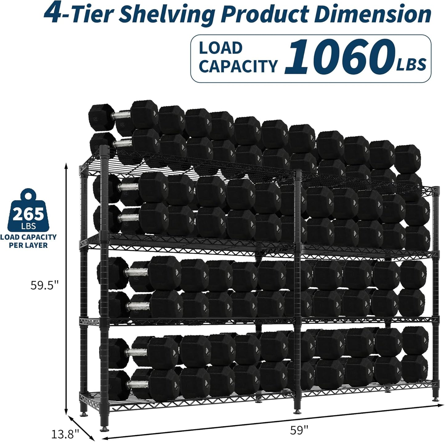Garvee Metal Storage Shelves, Adjustable, H / L-shaped Shelf, Black