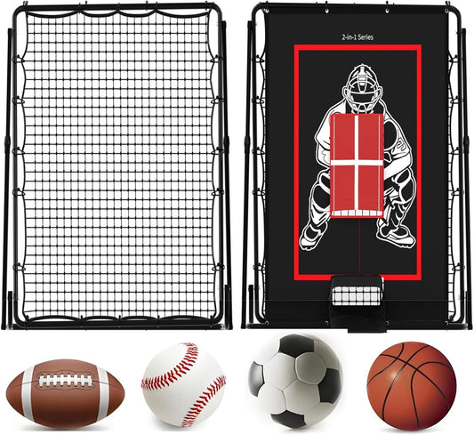 Riedhoff 2-in-1 Baseball Pitching Target and Rebound Net, 5 x 3.7 ft, Multi-color