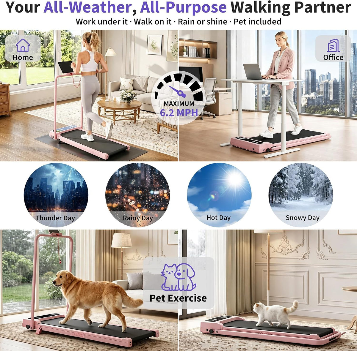 Riedhoff Folding Walking Pad Treadmill for Home, 3.0 HP Under Desk Treadmill with Smart APP