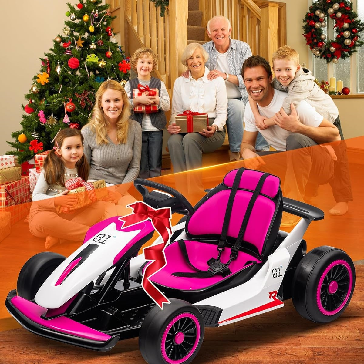 Garvee Kids Electric Drift Go-Kart, 24V 7AH Battery, 2*150W Motors, Outdoor Ride On Toy
