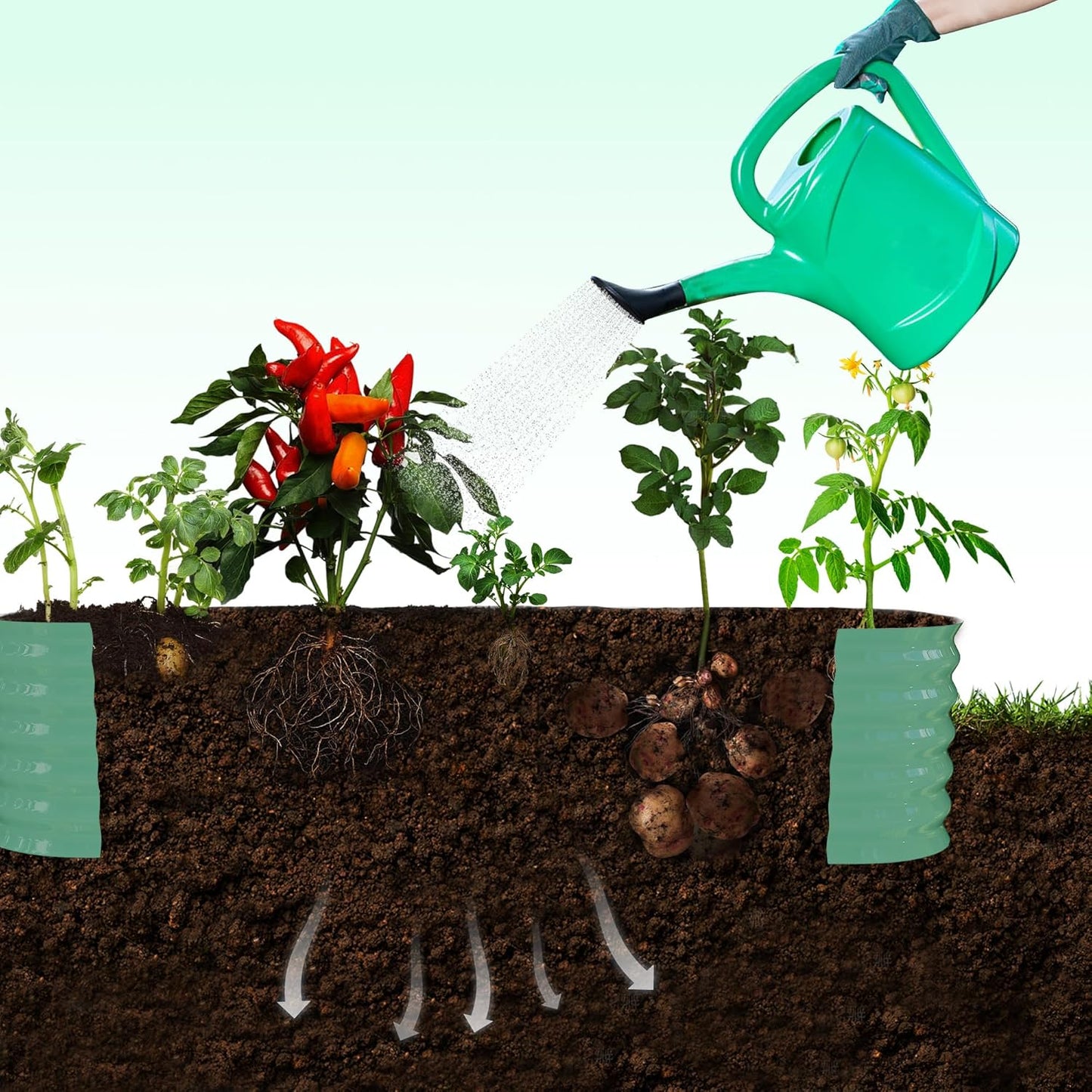 Goldensoil Raised Garden Bed with 95" H Tall Arch Trellis for Climbing Vegetables Flowers