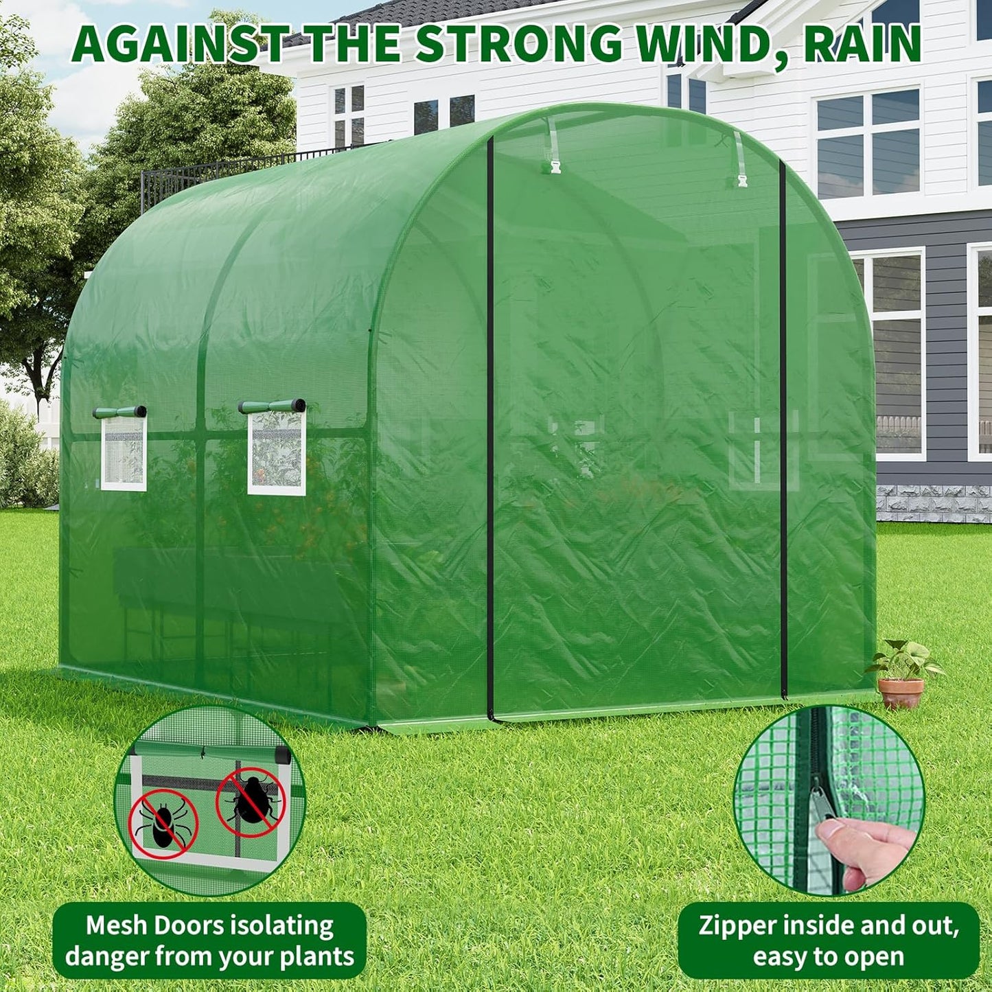Garvee Portable Walk-in Greenhouse 98.42 x 78.74 x 78.74", Upgraded Heavy Duty Frame