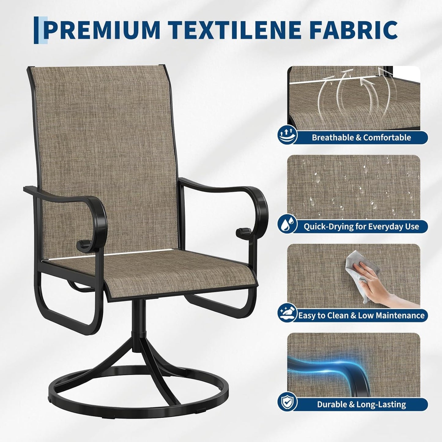 Riedhoff Patio Swivel Chairs Set of 2, with High Back, 23 x 20 x 40"