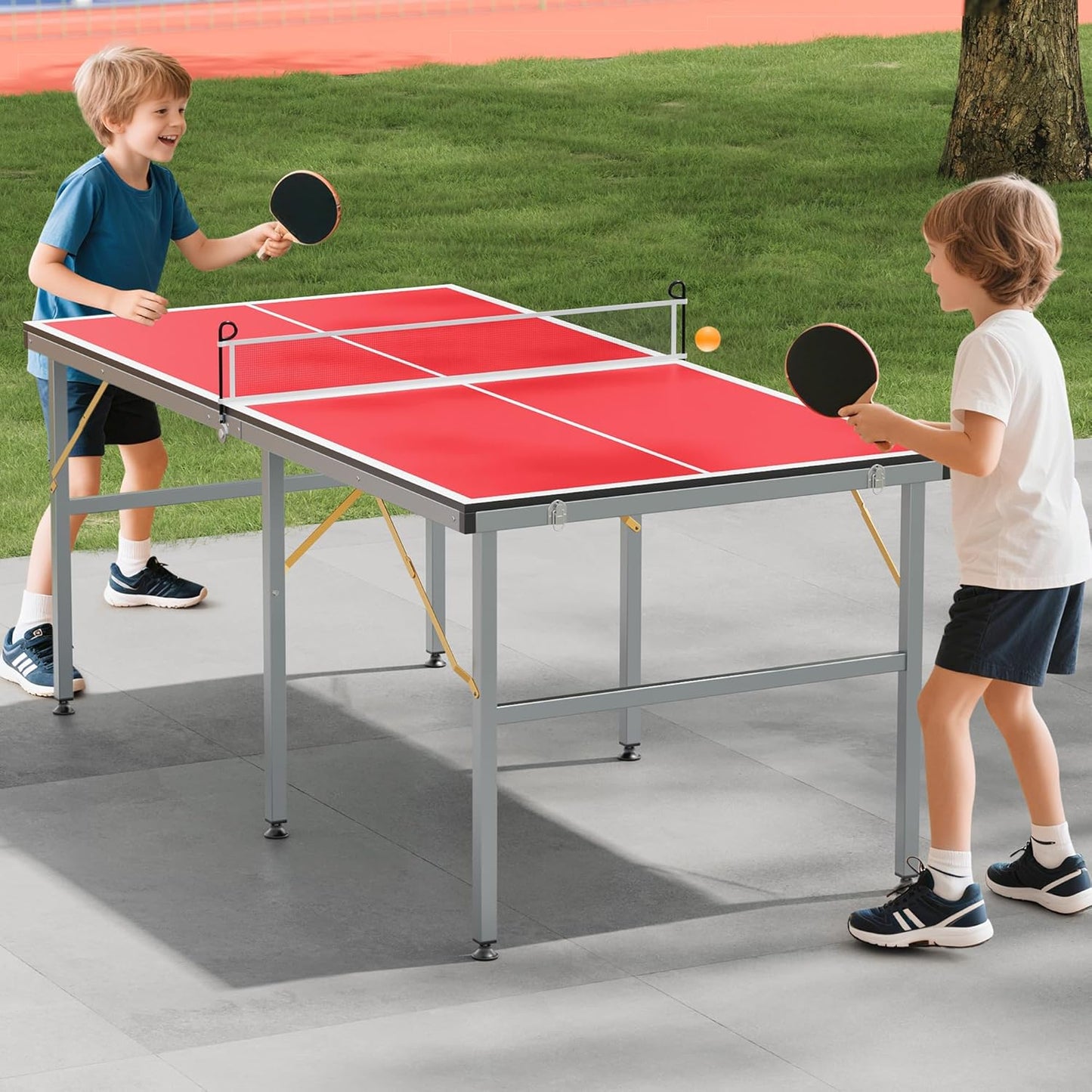 Riedhoff Portable Table Tennis Table, Ultra-Compact Design with Net, 2 Paddles & 3 Balls