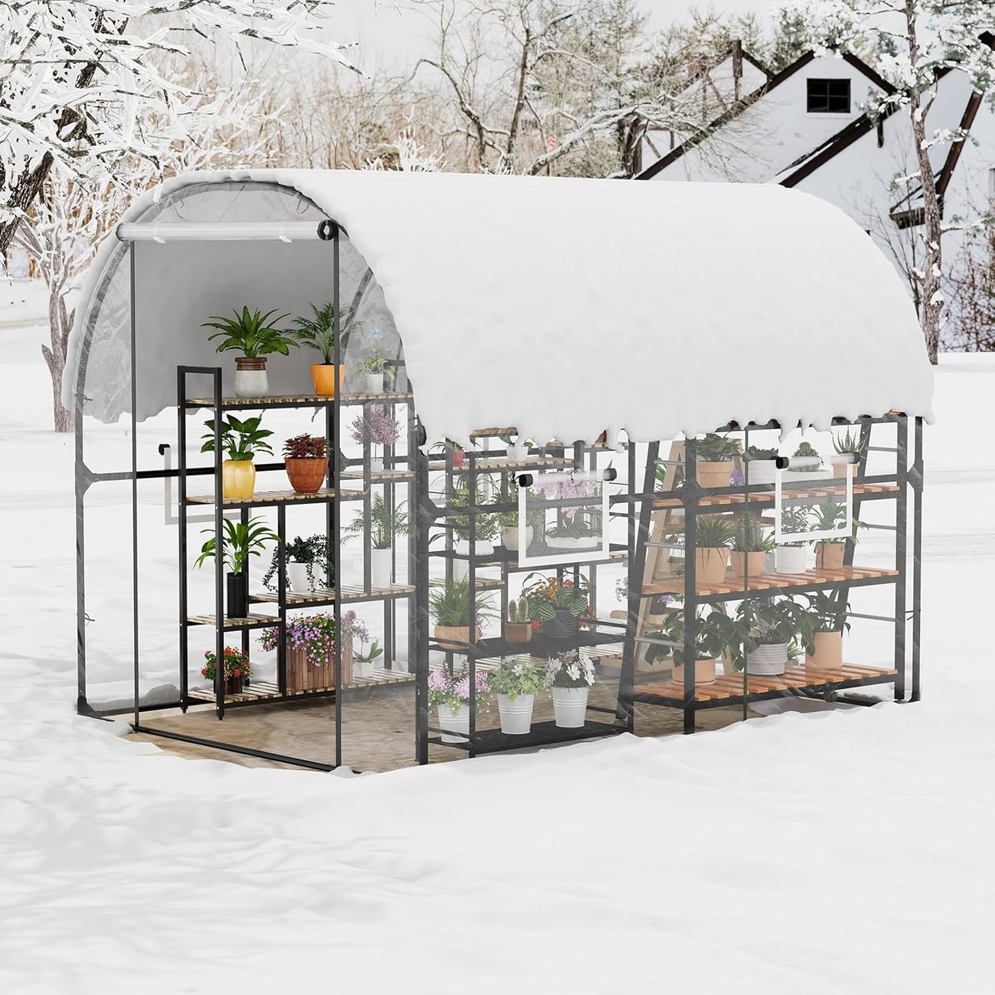 Garvee Portable Walk-in Greenhouse 98.42 x 78.74 x 78.74", Upgraded Heavy Duty Frame