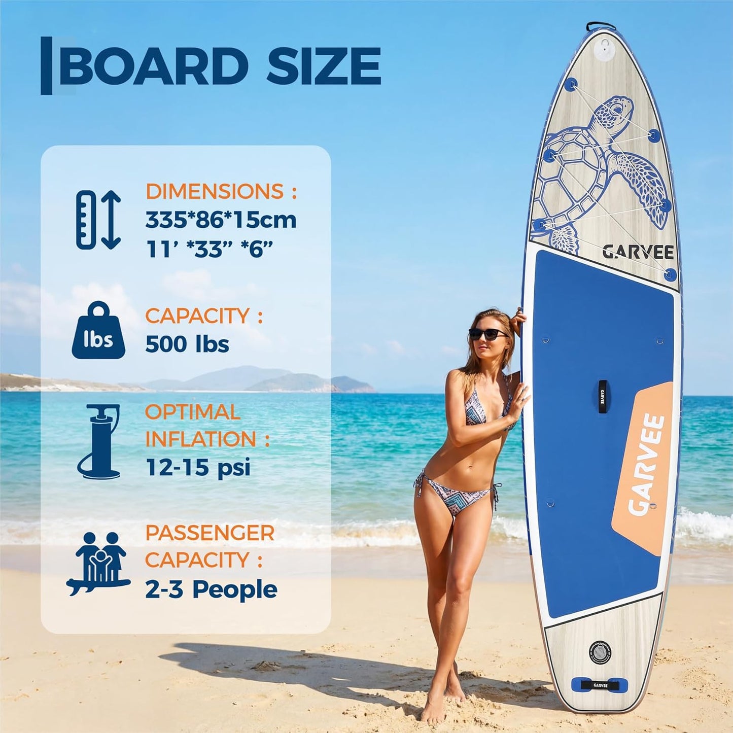 Garvee 11 ft Inflatable Stand up Paddle Boards with Premium SUP Accessories