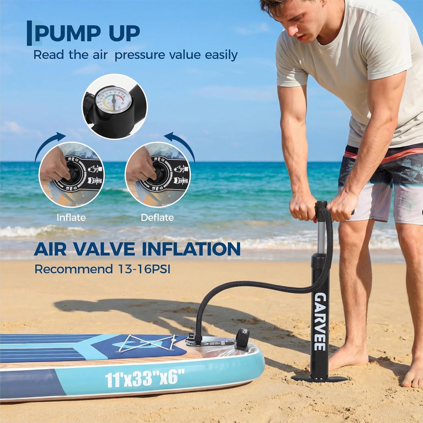 Garvee 11 ft Inflatable Stand up Paddle Boards with Premium SUP Accessories