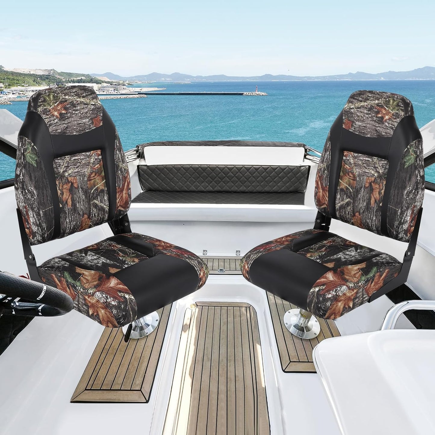 Garvee Folding Boat Seats, High Back, 2 Pack, Thick Sponge Padding and Hinge