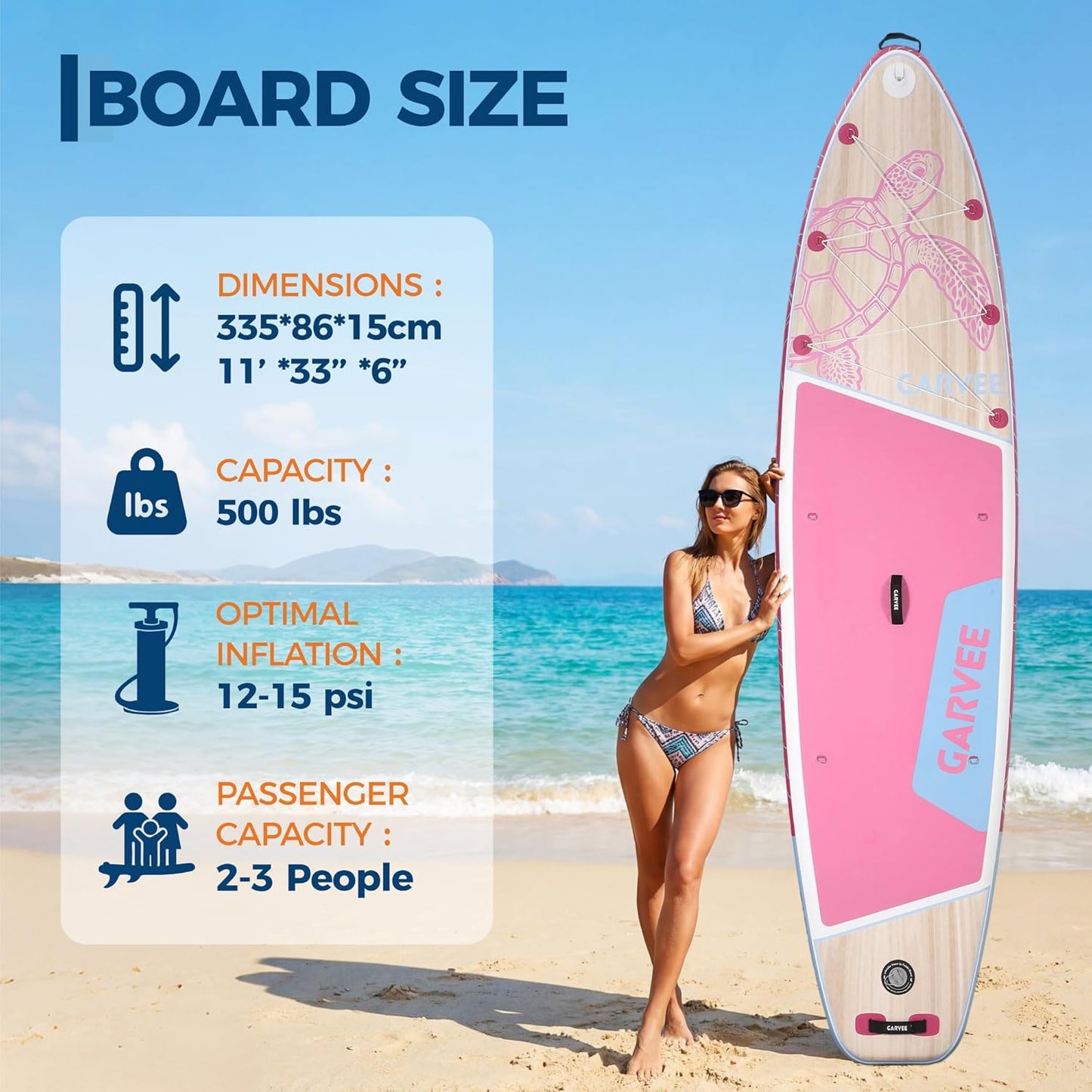 Garvee 11 ft Inflatable Stand up Paddle Boards with Premium SUP Accessories
