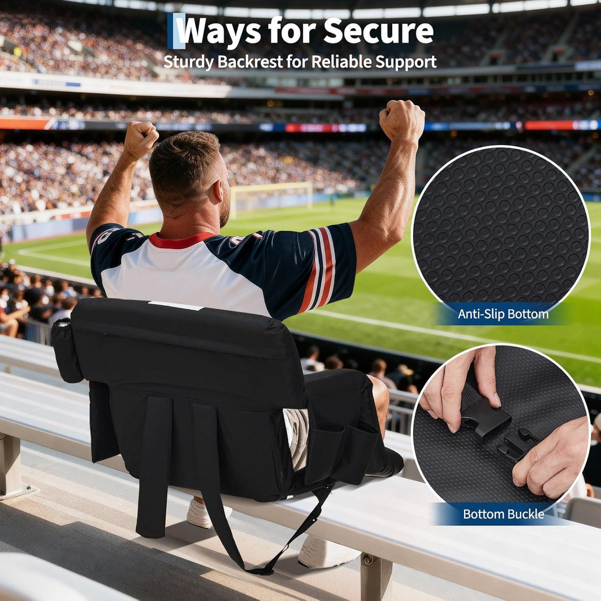 Riedhoff 6 Position Adjustable Stadium Bleacher Seats, 2 Count