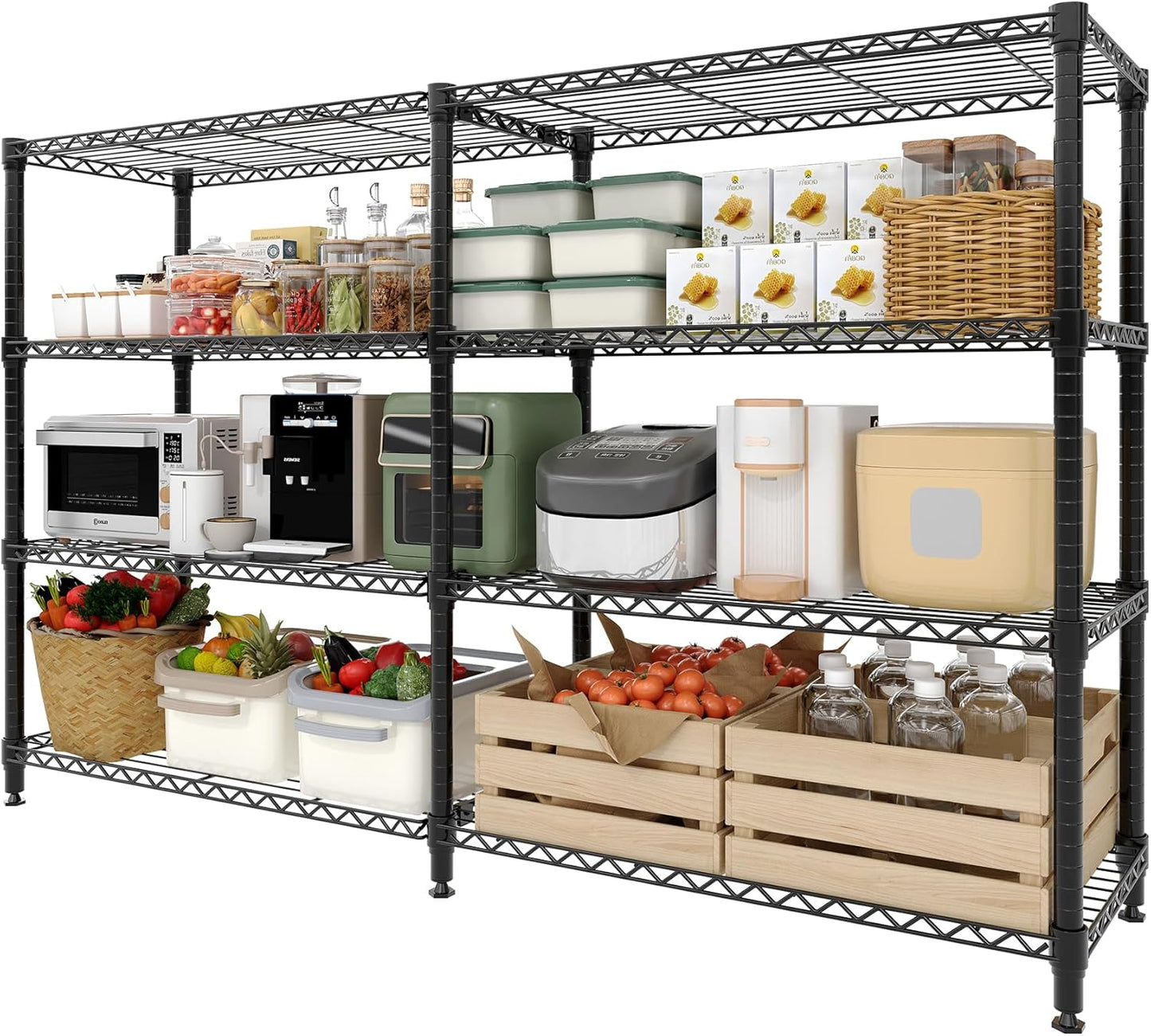 Garvee Metal Storage Shelves, Adjustable, H / L-shaped Shelf, Black