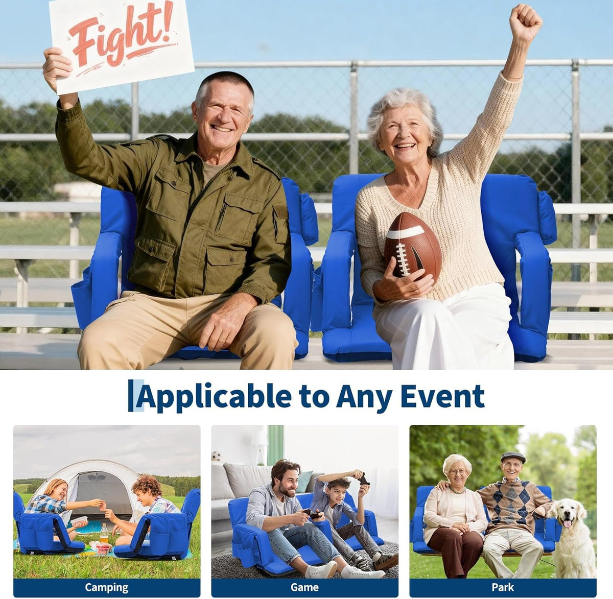 Riedhoff 6 Position Adjustable Stadium Bleacher Seats, 2 Count