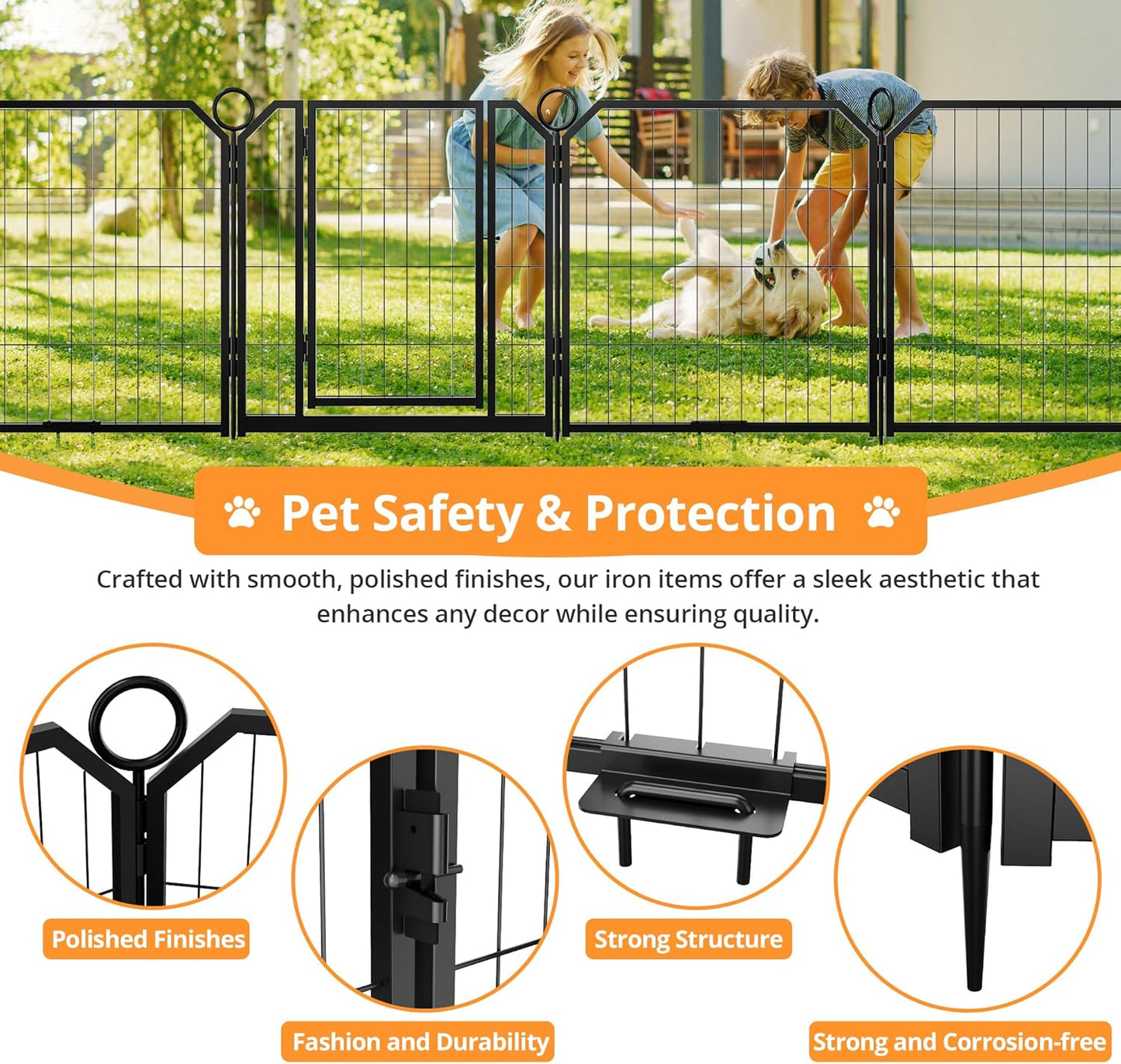 Garvee Metal Dog Playpen, Gate Included, Black