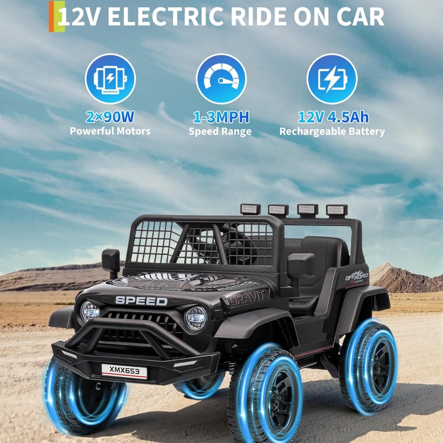 Garvee 12V Kids Ride on Car with Remote Controller, for Children 3-6 Years
