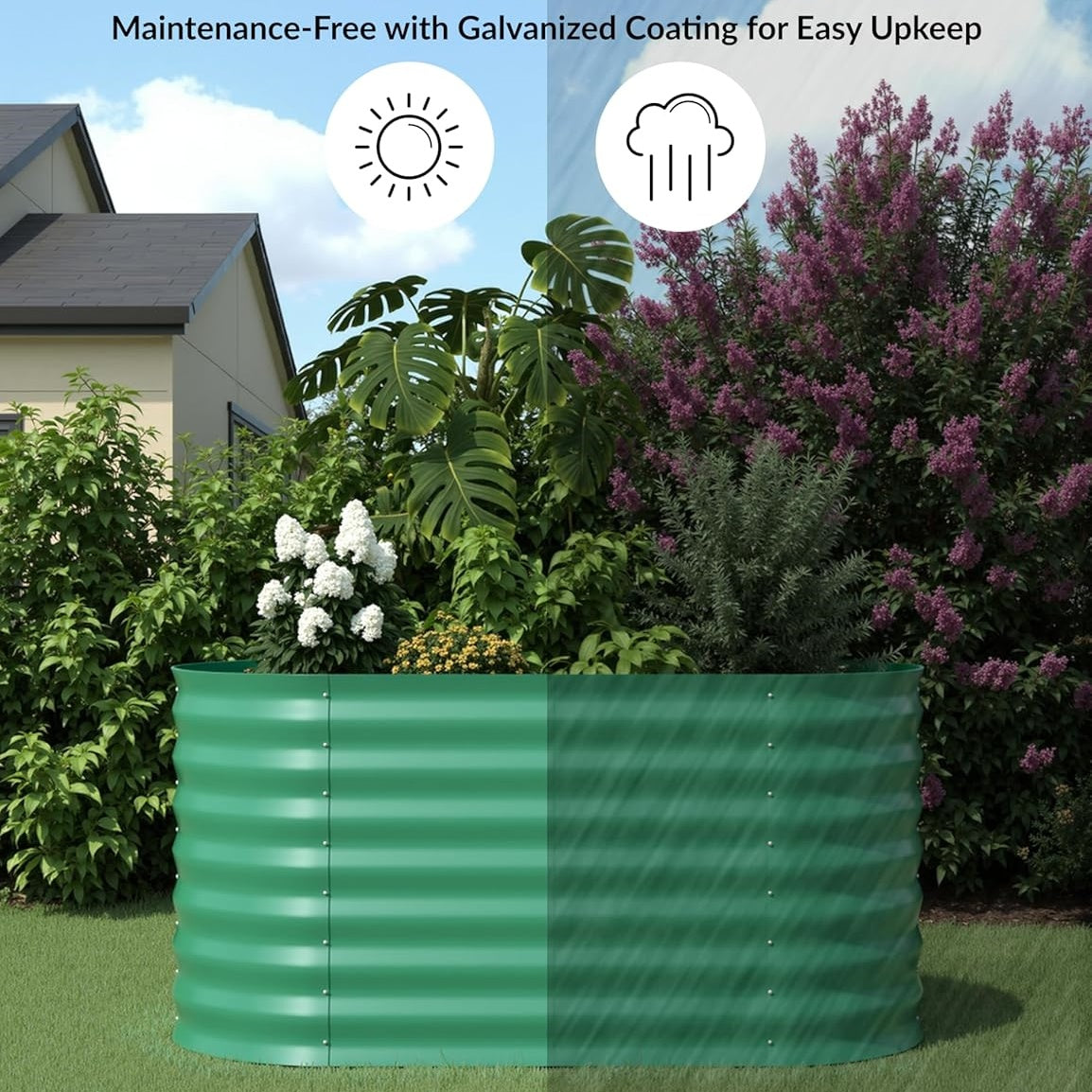 Goldensoil 2 Pack Raised Garden Bed Outdoor, 4x2x2 ft Large Metal Planter Box for Flower,Green
