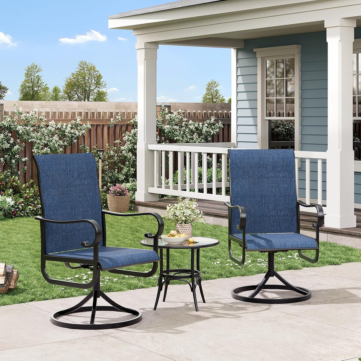 Riedhoff Patio Swivel Chairs Set of 2, with High Back, 23 x 20 x 40"