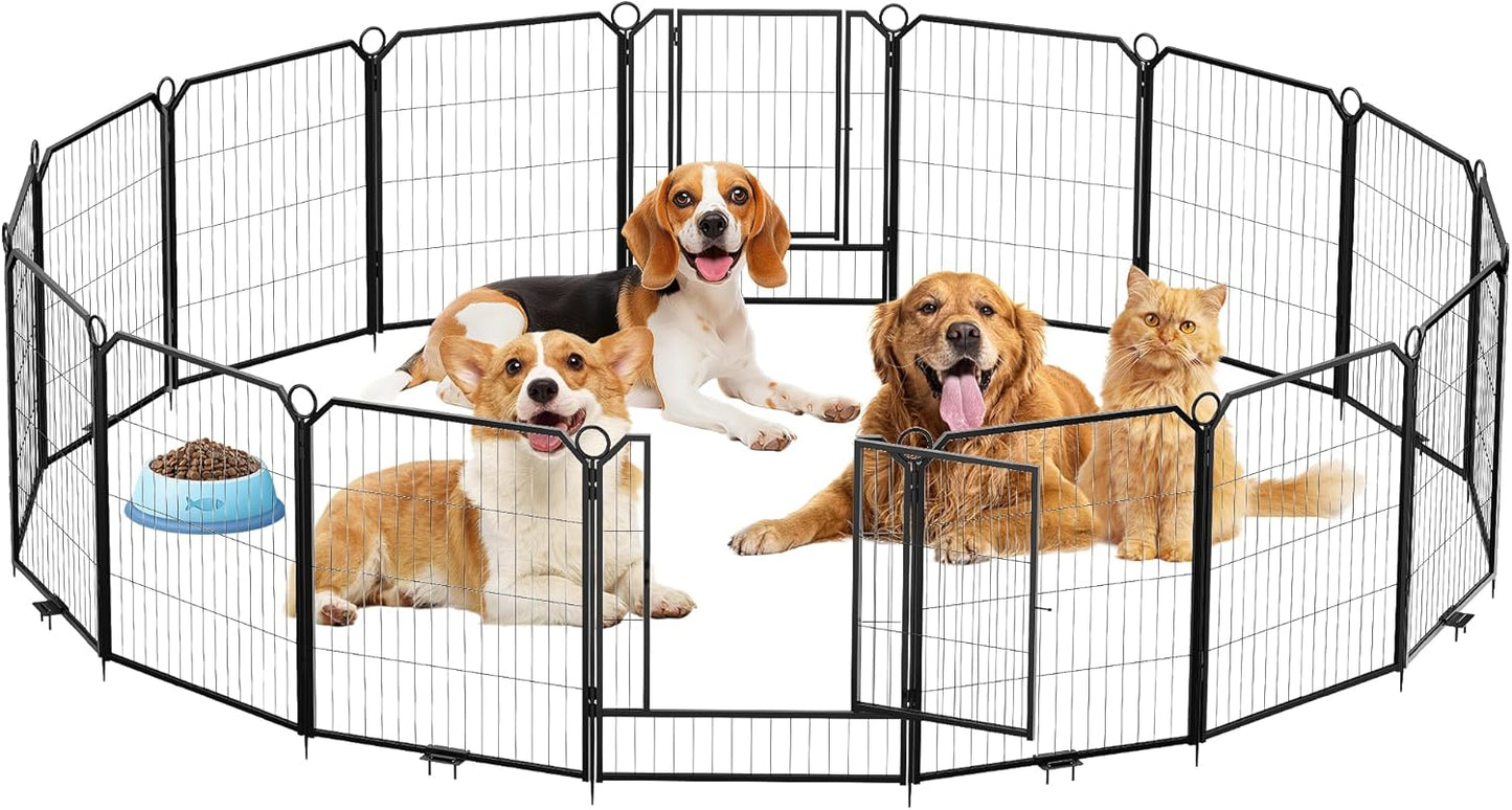 Garvee Metal Dog Playpen, Gate Included, Black