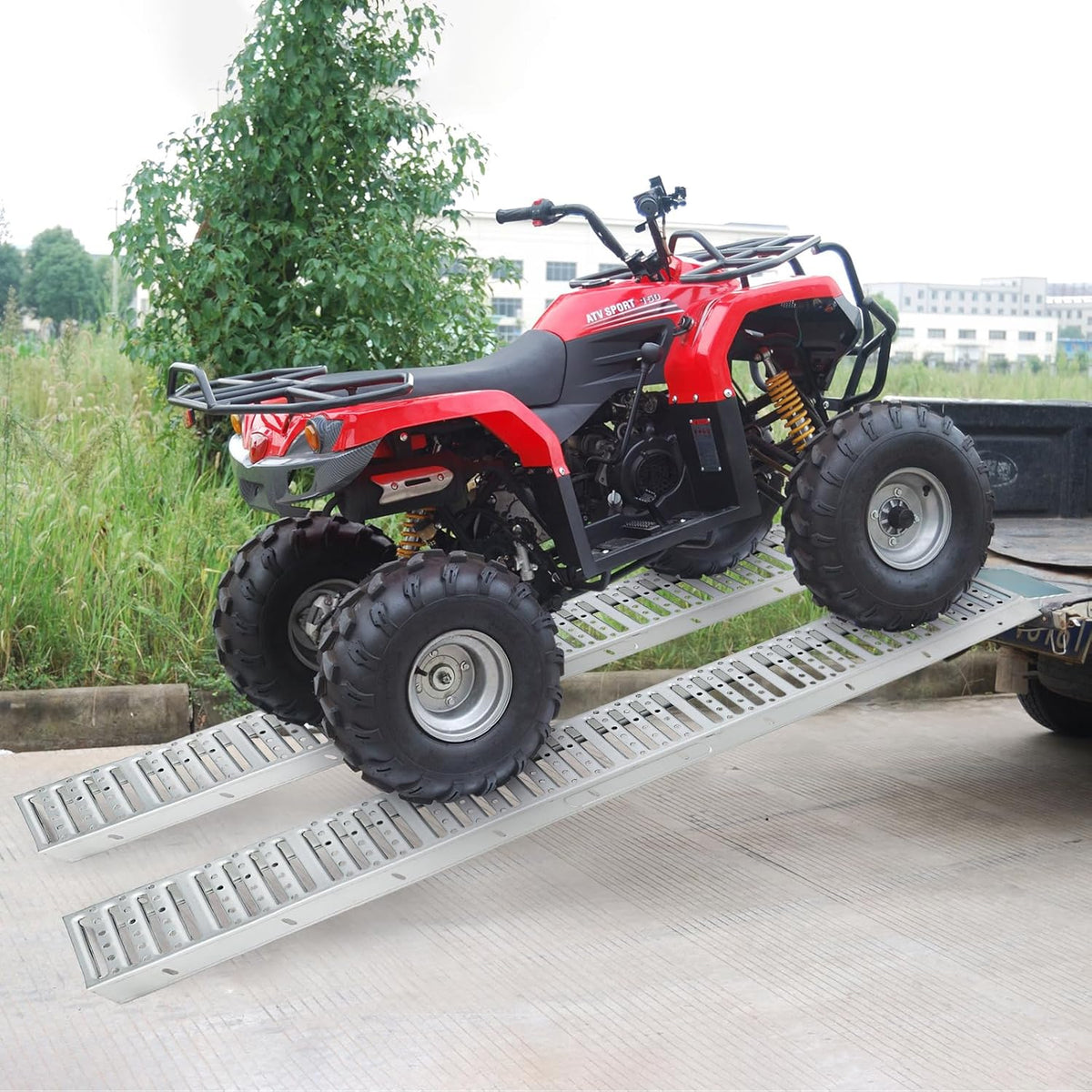 Riedhoff ATV Metal Ramp Set of 2, 72 inch x 9 inch, Max Capacity 1000 lbs, Silver