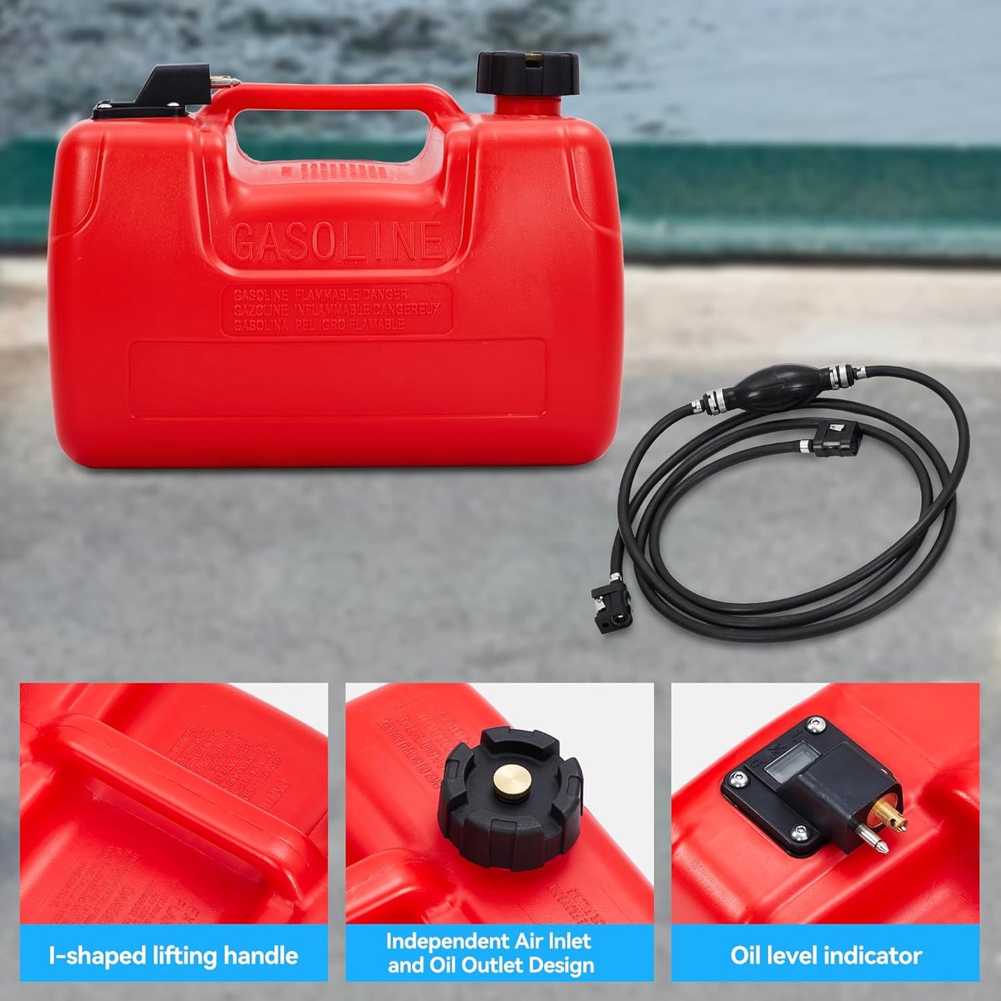 Riedhoff Marine Tank, with Line and Hand Pump, Red