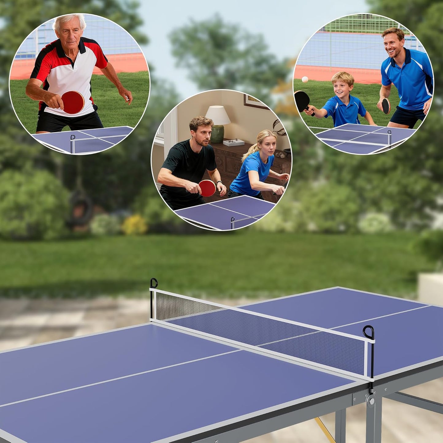 Riedhoff Portable Table Tennis Table, Ultra-Compact Design with Net, 2 Paddles & 3 Balls