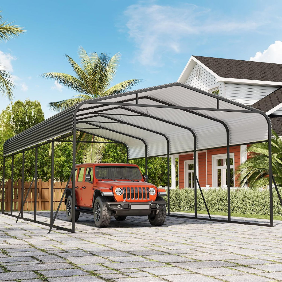 Riedhoff Metal Carport, Heavy Duty, Gray