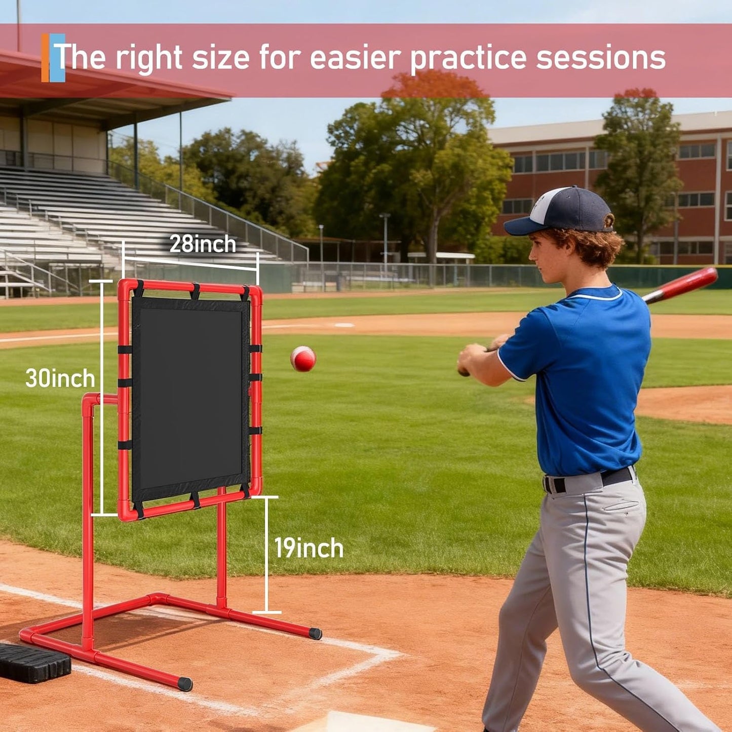 Garvee Baseball Strike Zone, Pitching Training, Easy to Set Up and Assemble, 27 x 26 x 49", Red
