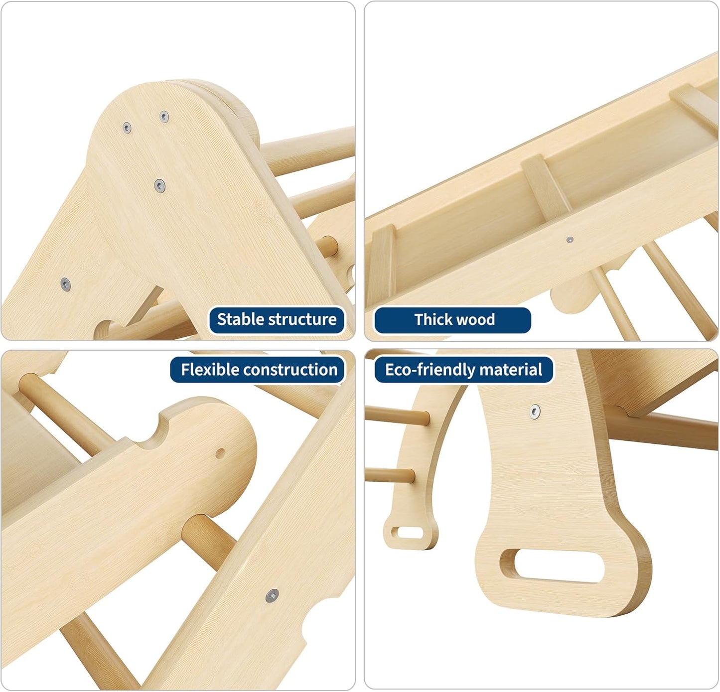 Garvee Pikler Triangle Set, 4 in 1 Toddler Climbing Toys, Montessori Climbing Set, Oak