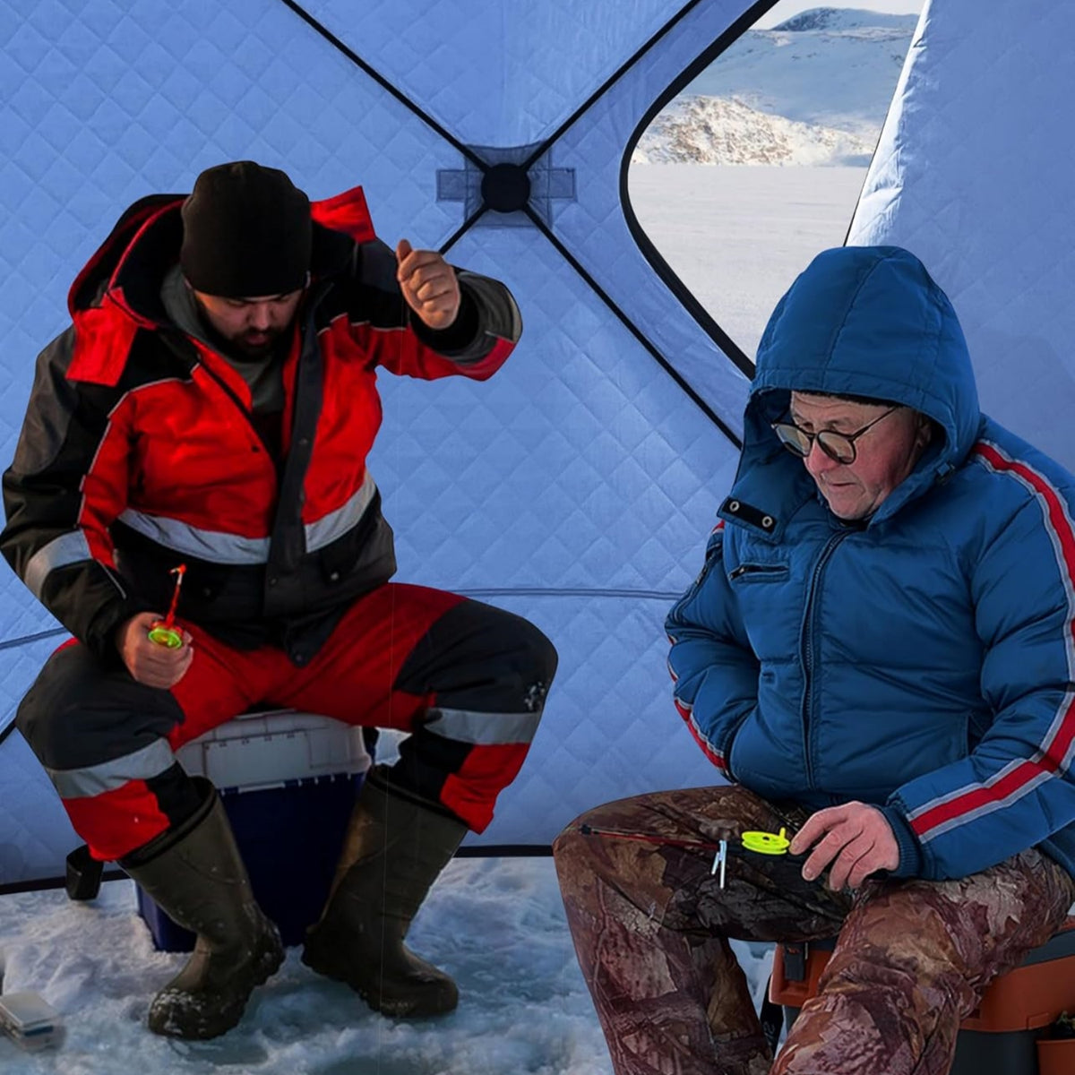 Garvee Ice Fishing Insulated Tent, 6-7 Person Shelter, 70.8 x 70.8 x 78.7"
